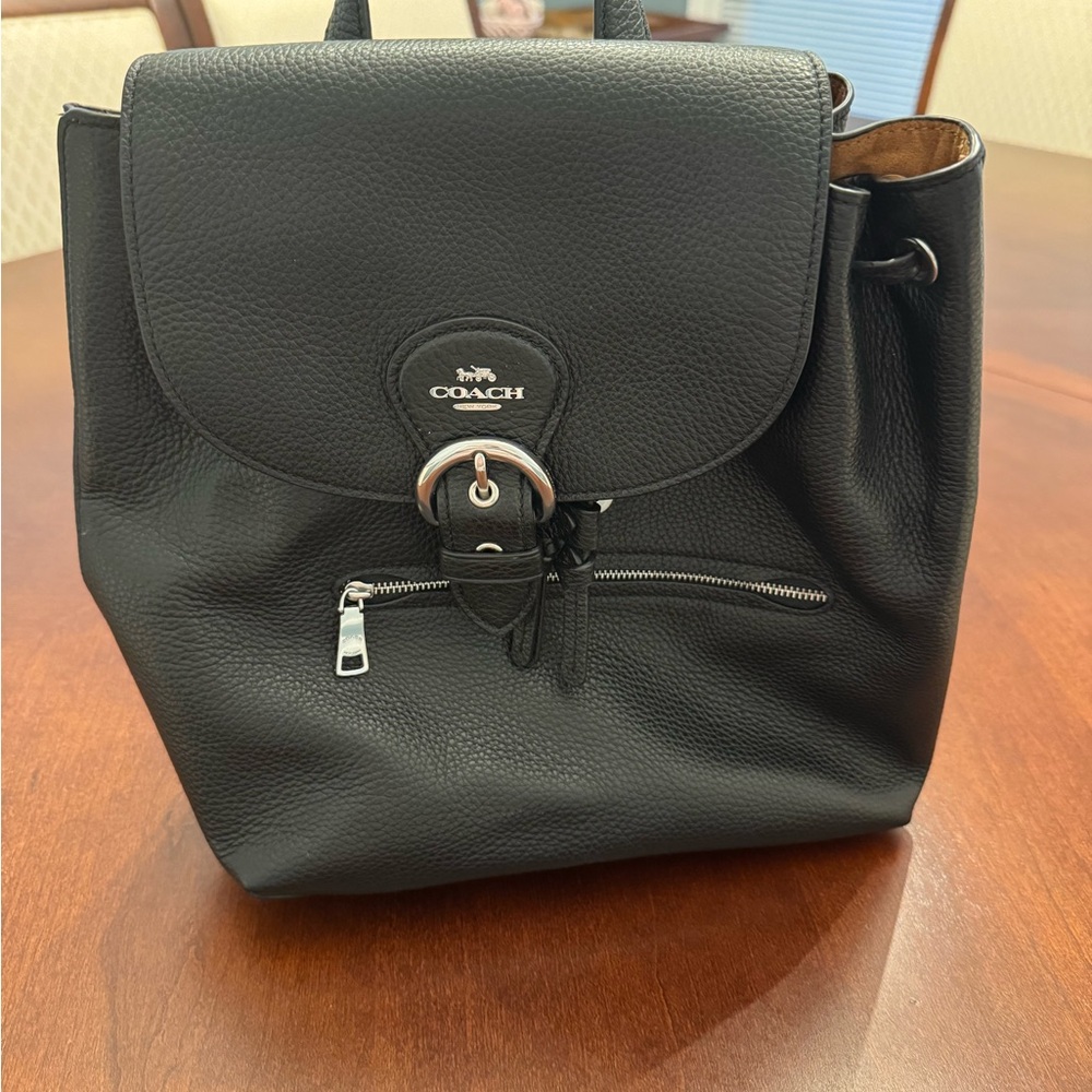 Coach Black Textured Leather Tag